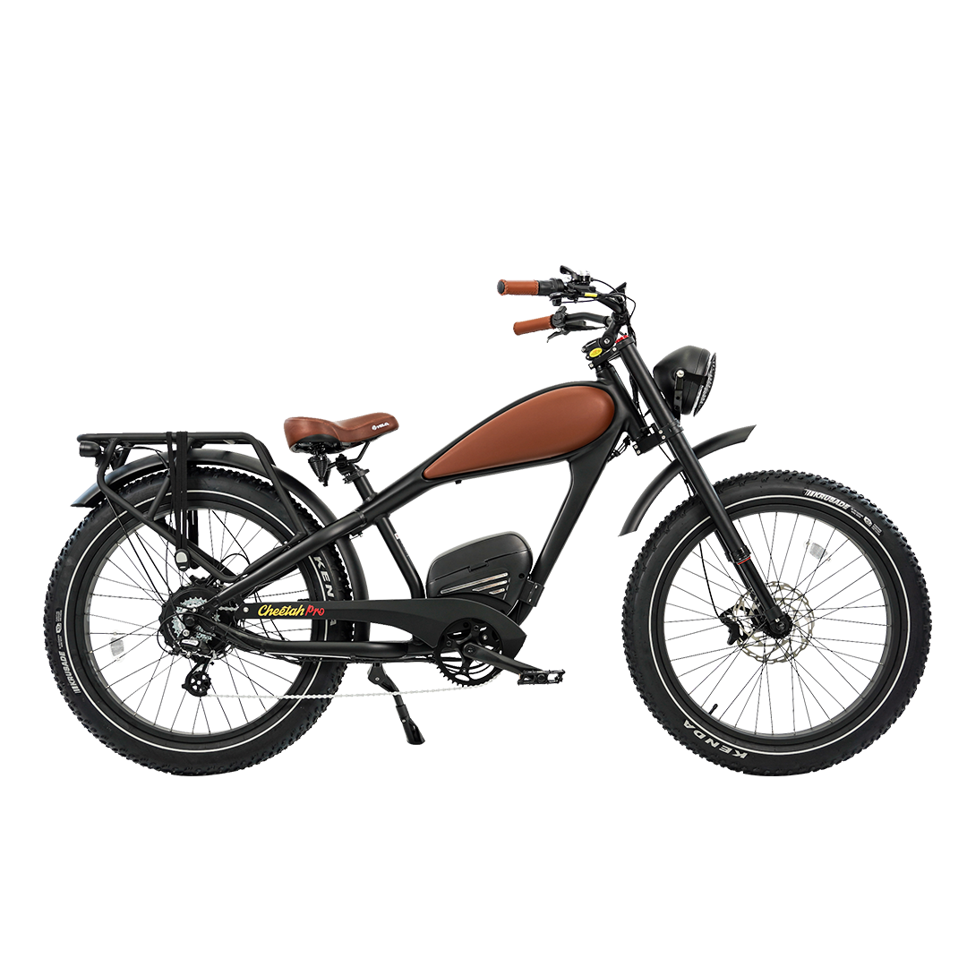 Revi Bikes Cheetah Pro 750W Café Racer Fat Tire Electric Bike – 48V 30Ah, Torque Sensor, Air Suspension, Hydraulic Brakes