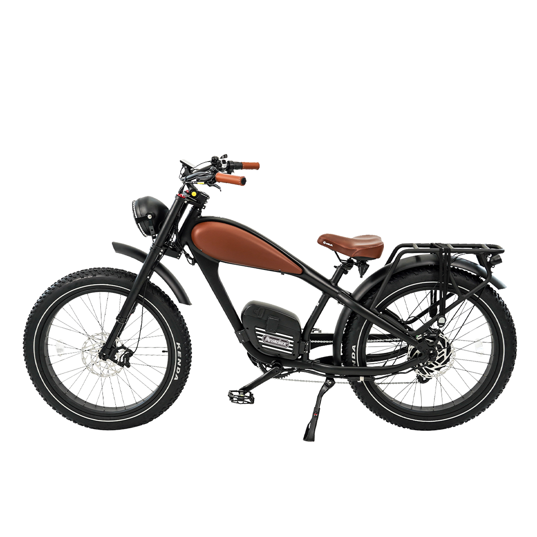 Revi Bikes Cheetah Pro 750W Café Racer Fat Tire Electric Bike – 48V 30Ah, Torque Sensor, Air Suspension, Hydraulic Brakes
