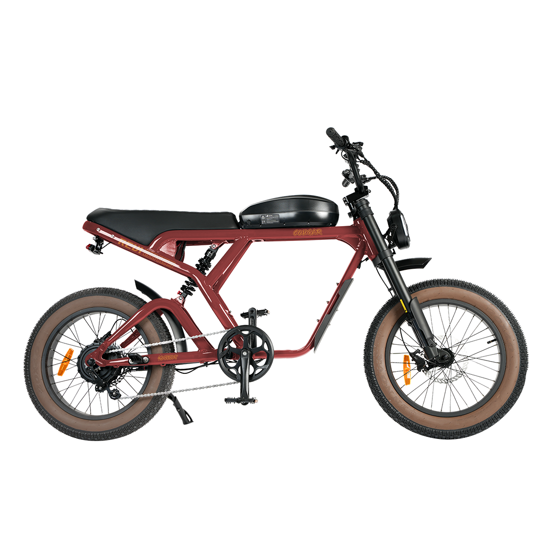 Revi Bikes Cougar 1000W Moto-Style Electric Bike – 52V 20Ah, Full Suspension, 20" Fat Tire, Hydraulic Brakes