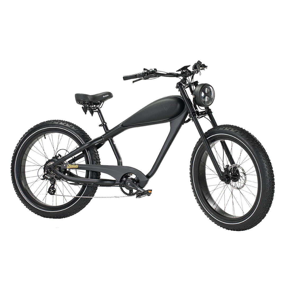 Revi Bikes Cheetah 750W Café Racer Fat Tire Electric Bike – 48V 17.5Ah, 26" Fat Tire, 7-Speed, Hydraulic Brakes
