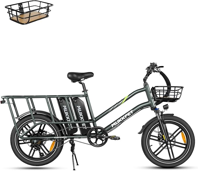 Mukkpet Stepwagon MST-04 Dual Battery Electric Bicycle 25 MPH 120 Mile Range 750W 48V New