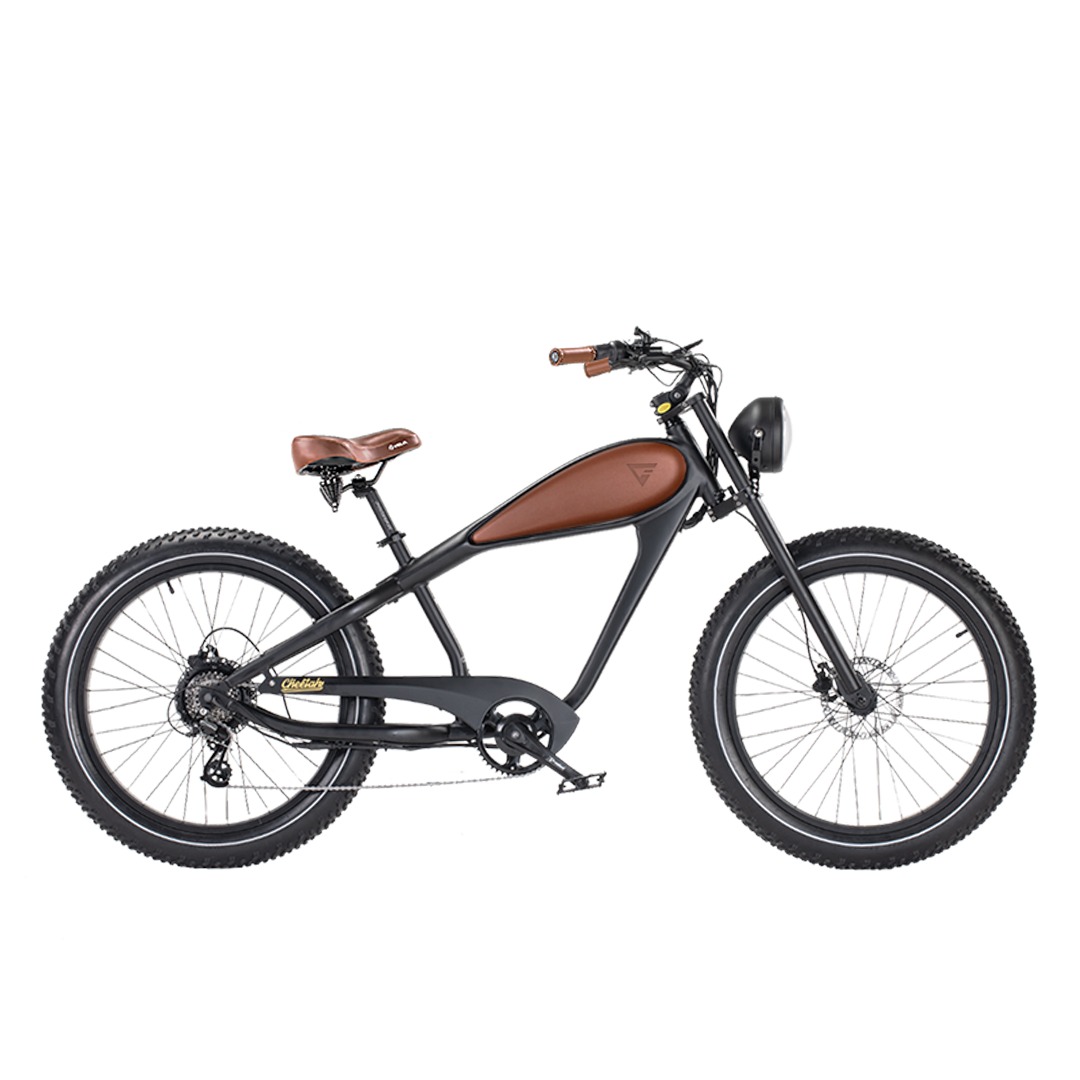 Revi Bikes Cheetah 750W Café Racer Fat Tire Electric Bike – 48V 17.5Ah, 26" Fat Tire, 7-Speed, Hydraulic Brakes