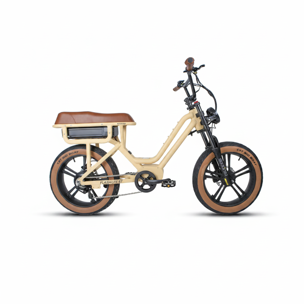 EUNORAU Flash Lite ST 1.0 750W Step-Thru Electric Bike – 52V 16Ah, 20" Fat Tire Commuter, Rear Hub, 20 MPH